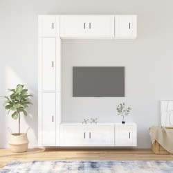 vidaXL Set de muebles de TV 7 pzas madera contrachapada blanco brillo