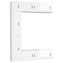 vidaXL Set de muebles de TV 7 pzas madera contrachapada blanco brillo