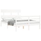 vidaXL Estructura de cama con cabecero madera maciza blanco 140x190 cm vidaXL Estructura de cama con cabecero madera maciza blanco 140x190 cm