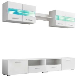 vidaXL Mueble de salón de TV con luces LED blanco brillante 5 piezas