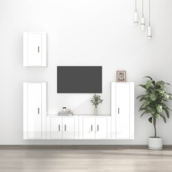 vidaXL Set de muebles de TV 5 pzas madera contrachapada blanco brillo
