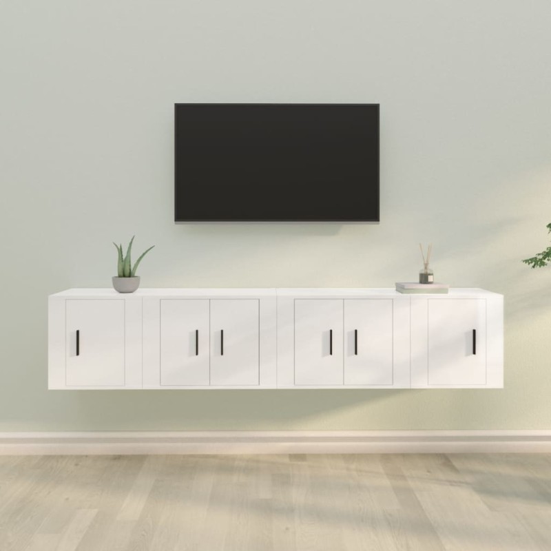vidaXL Set de muebles de TV 4 pzas madera contrachapada blanco brillo vidaXL Set de muebles de TV 4 pzas madera contrachapada blanco brillo