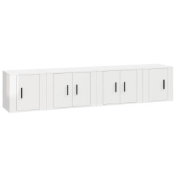 vidaXL Set de muebles de TV 4 pzas madera contrachapada blanco brillo