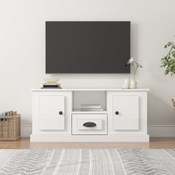 vidaXL Mueble de TV madera contrachapada blanco brillo 100x35,5x45 cm