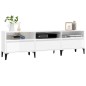 vidaXL Mueble de TV madera contrachapada blanco brillo 150x30x44,5 cm