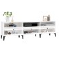 vidaXL Mueble de TV madera contrachapada blanco brillo 150x30x44,5 cm