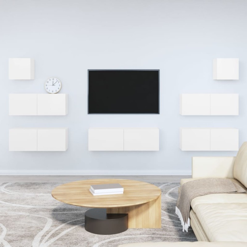 vidaXL Set de muebles de TV 7 pzas madera contrachapada blanco brillo vidaXL Set de muebles de TV 7 pzas madera contrachapada blanco brillo