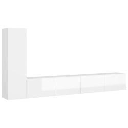 vidaXL Set de muebles de salón 3 pzas madera ingeniería blanco brillo