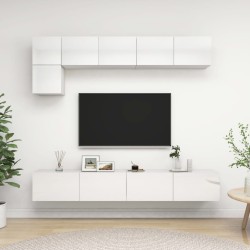 vidaXL Set de muebles de salón 5 pzas madera ingeniería blanco brillo