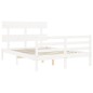 vidaXL Estructura de cama con cabecero madera maciza blanco 140x190 cm vidaXL Estructura de cama con cabecero madera maciza blanco 140x190 cm