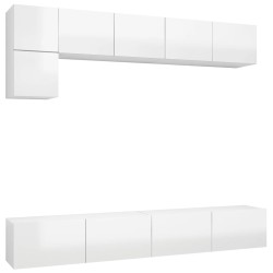vidaXL Set de muebles de salón 5 pzas madera ingeniería blanco brillo
