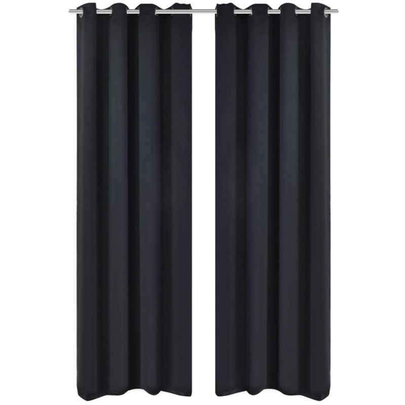 2 cortinas negras oscuras con anillas metálicas, blackout 135 x 245 cm 2 cortinas negras oscuras con anillas metálicas, blackout 135 x 245 cm