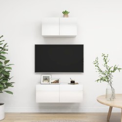 vidaXL Set de muebles de salón 2 pzas madera ingeniería blanco brillo