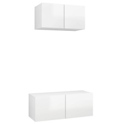 vidaXL Set de muebles de salón 2 pzas madera ingeniería blanco brillo