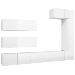 vidaXL Set de muebles de salón 7 pzas madera ingeniería blanco brillo
