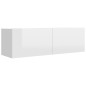 vidaXL Set de muebles de salón 7 pzas madera ingeniería blanco brillo