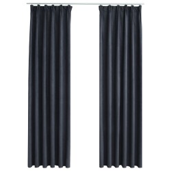 vidaXL Cortinas opacas con ganchos 2 unidades gris antracita 140x175cm
