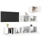vidaXL Set de muebles de salón 4 pzas madera ingeniería blanco brillo