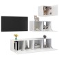 vidaXL Set de muebles de salón 4 pzas madera ingeniería blanco brillo