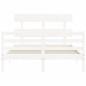 vidaXL Estructura de cama con cabecero madera maciza blanco 140x190 cm vidaXL Estructura de cama con cabecero madera maciza blanco 140x190 cm