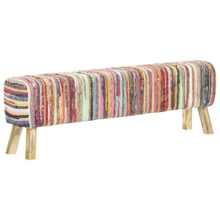 vidaXL Banco de tela chindi multicolor 160 cm 