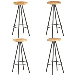 vidaXL Taburetes de cocina 4 unidades madera de mango rugosa