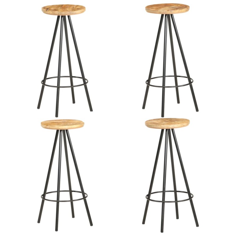 vidaXL Taburetes de cocina 4 unidades madera de mango rugosa vidaXL Taburetes de cocina 4 unidades madera de mango rugosa
