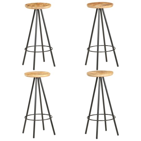 vidaXL Taburetes de cocina 4 unidades madera de mango rugosa