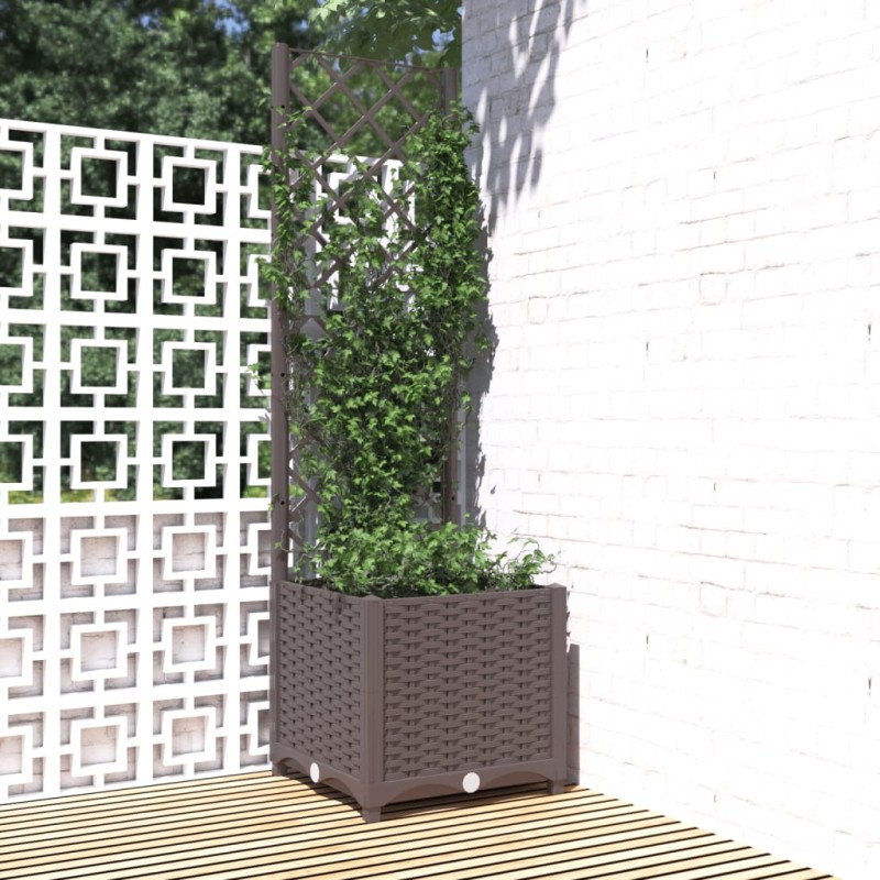 vidaXL Jardinera con enrejado PP marrón 40x40x136 cm vidaXL Jardinera con enrejado PP marrón 40x40x136 cm