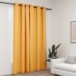 vidaXL Cortina opaca con ojales look de lino amarillo 290x245 cm vidaXL Cortina opaca con ojales look de lino amarillo 290x245 cm
