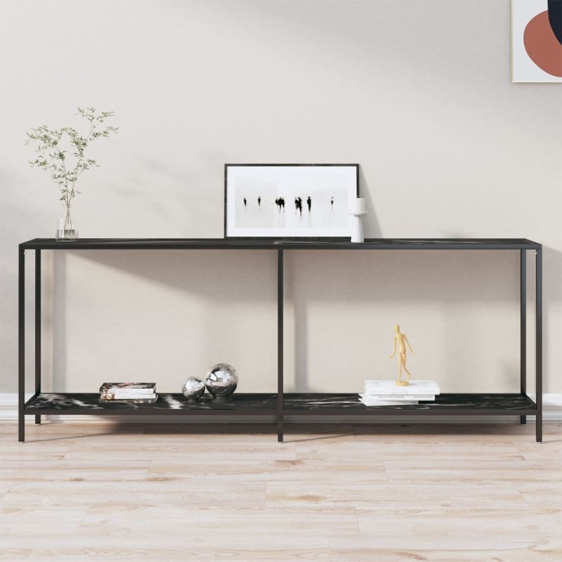 vidaXL Mesa consola vidrio templado negro 200x35x75,5 cm vidaXL Mesa consola vidrio templado negro 200x35x75,5 cm