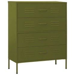vidaXL Armario de cajones de acero verde oliva 80x35x101,5 cm