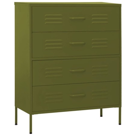 vidaXL Armario de cajones de acero verde oliva 80x35x101,5 cm