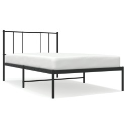 vidaXL Estructura de cama con cabecero metal negro 75x190 cm