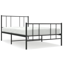 vidaXL Estructura de cama con cabecero y estribo metal negro 100x200cm