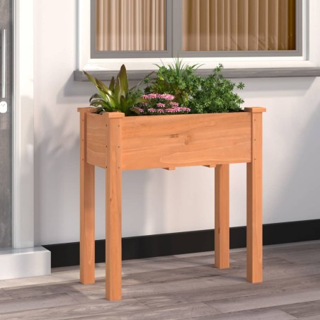 vidaXL Jardinera con forro interior madera abeto marrón 71x37x76 cm
