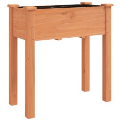 vidaXL Jardinera con forro interior madera abeto marrón 71x37x76 cm
