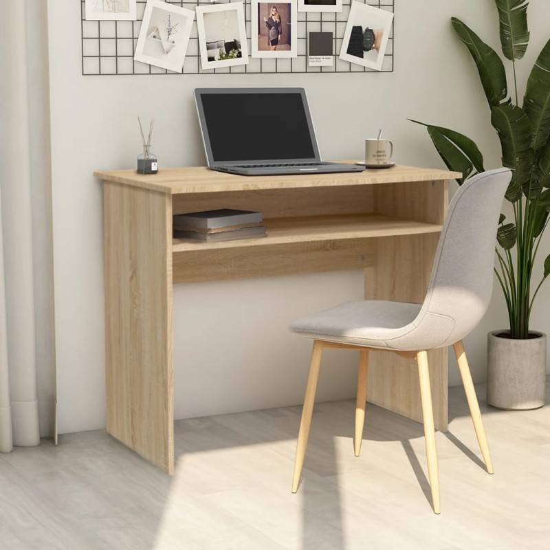 vidaXL Escritorio madera contrachapada color roble Sonoma 90x50x74 cm vidaXL Escritorio madera contrachapada color roble Sonoma 90x50x74 cm