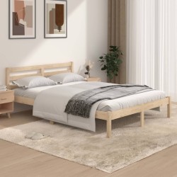 vidaXL Estructura de cama madera maciza de pino 135x190 cm