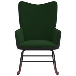vidaXL Silla mecedora de terciopelo verde oscuro y PVC