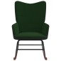 vidaXL Silla mecedora de terciopelo verde oscuro y PVC