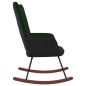 vidaXL Silla mecedora de terciopelo verde oscuro y PVC