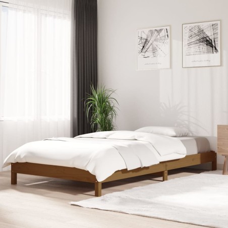 vidaXL Cama apilable de madera maciza de pino marrón miel 90x190 cm