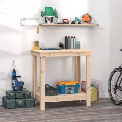 vidaXL Banco de trabajo de madera maciza de pino 80x50x80 cm