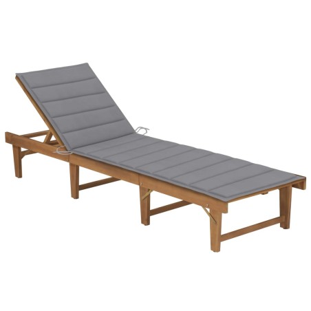 vidaXL Tumbona plegable con cojín madera maciza de acacia 