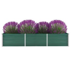 vidaXL Arriate de jardín de acero galvanizado verde 240x80x45 cm