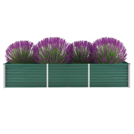 vidaXL Arriate de jardín de acero galvanizado verde 240x80x45 cm