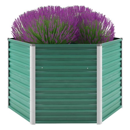 vidaXL Arriate de jardín de acero galvanizado verde 129x129x77 cm