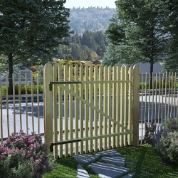 vidaXL Puerta de jardín de estacas madera de pino impregnada 100x100cm