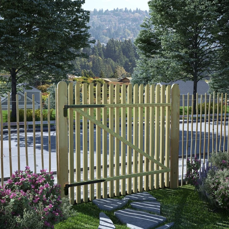 vidaXL Puerta de jardín de estacas madera de pino impregnada 100x100cm vidaXL Puerta de jardín de estacas madera de pino impregnada 100x100cm